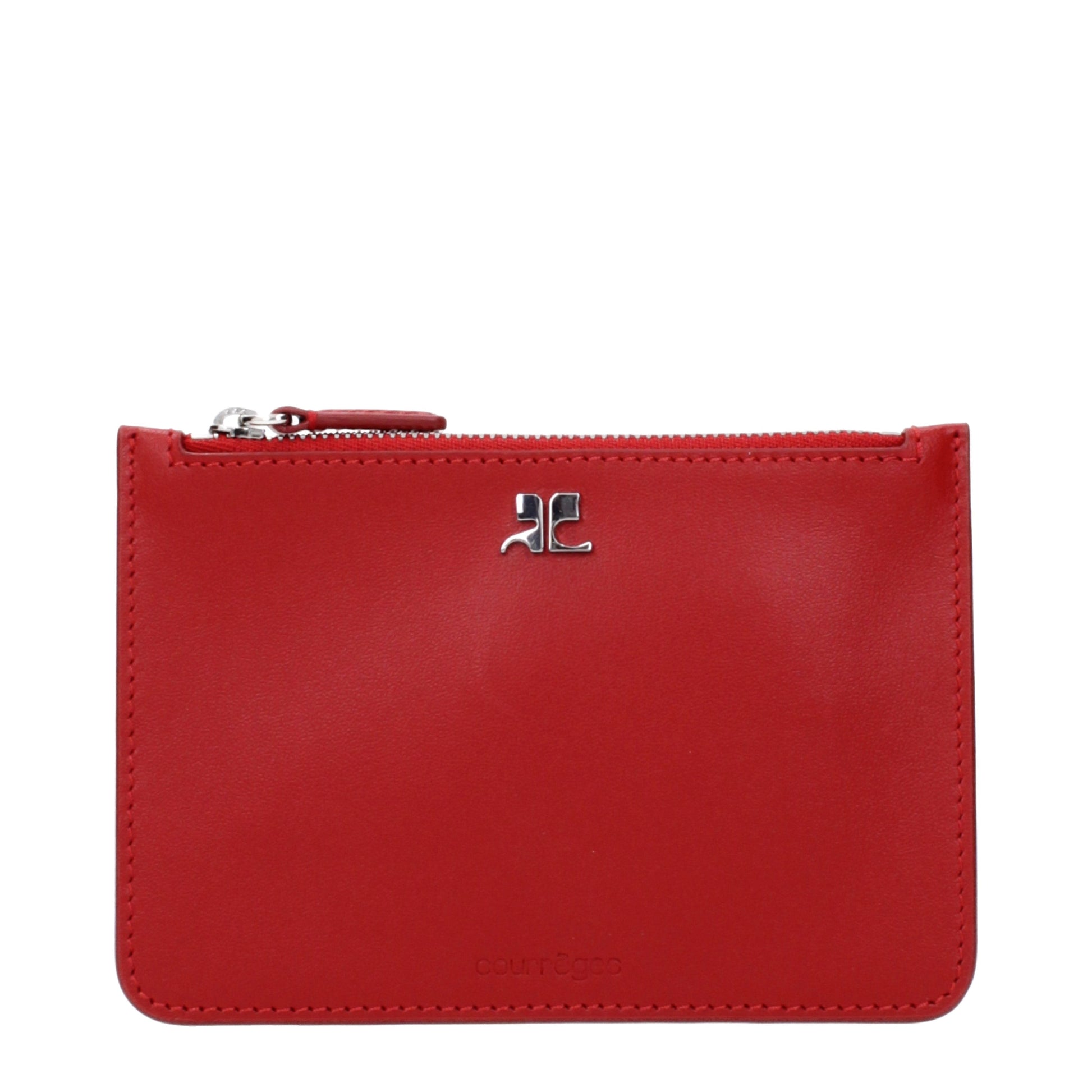 Courrèges Coin Purses Women Leather Red/Ruby