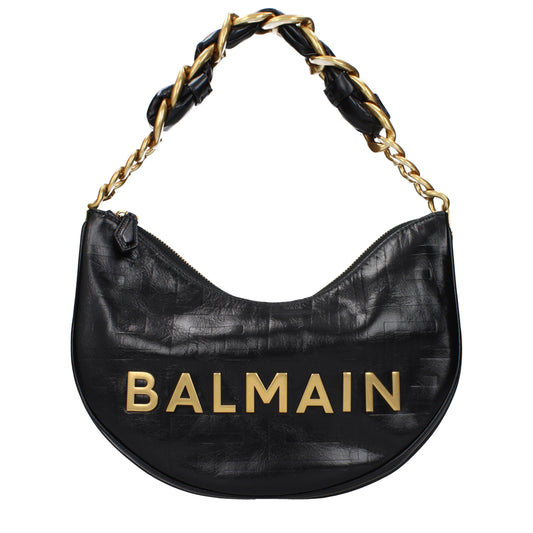 Balmain Shoulder Bags Women Leather Black