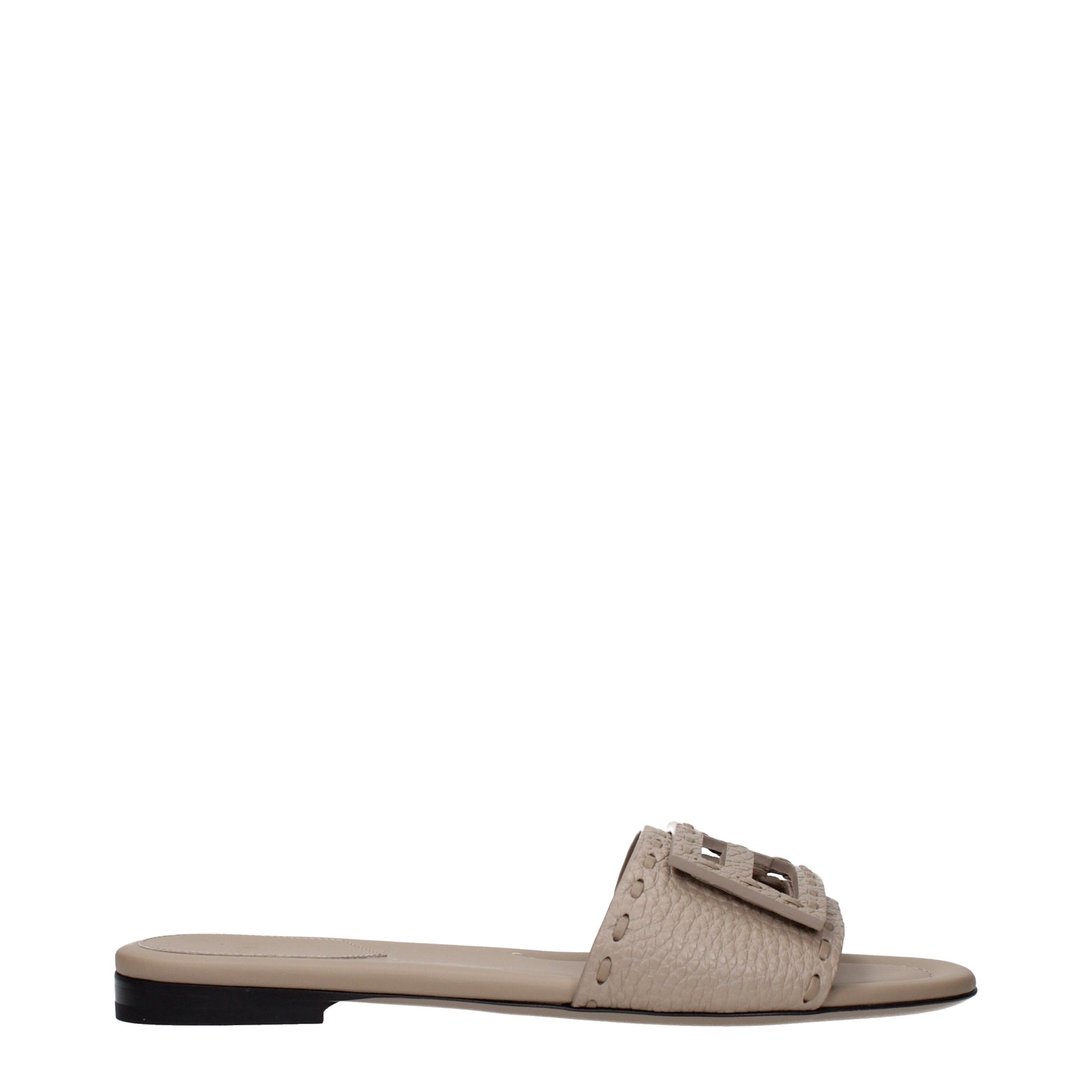 Fendi Slippers and Clogs Women Leather Gray/Turtledove