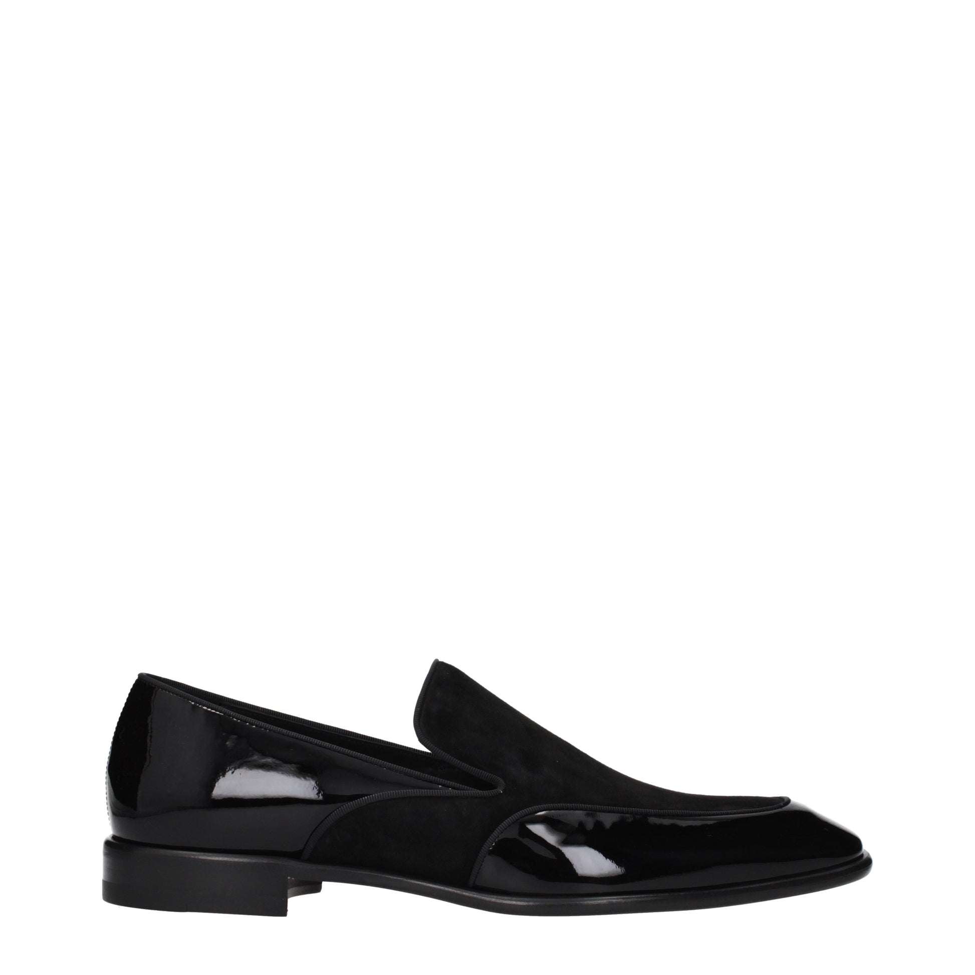 Louboutin Loafers Men Patent Leather Black