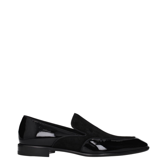 Louboutin Loafers Men Patent Leather Black