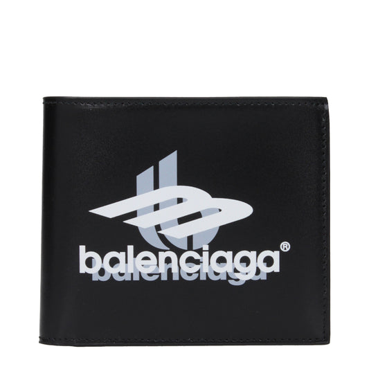 Balenciaga Wallets Men Leather Black