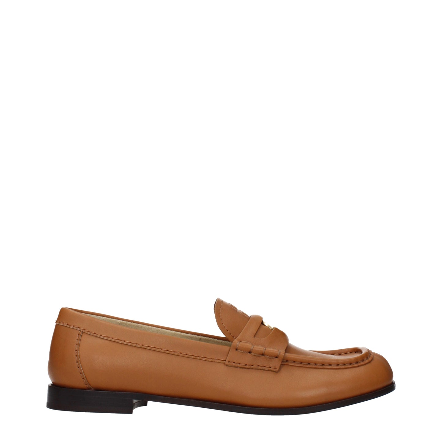 Miu Miu Loafers Women Leather Brown/Cognac