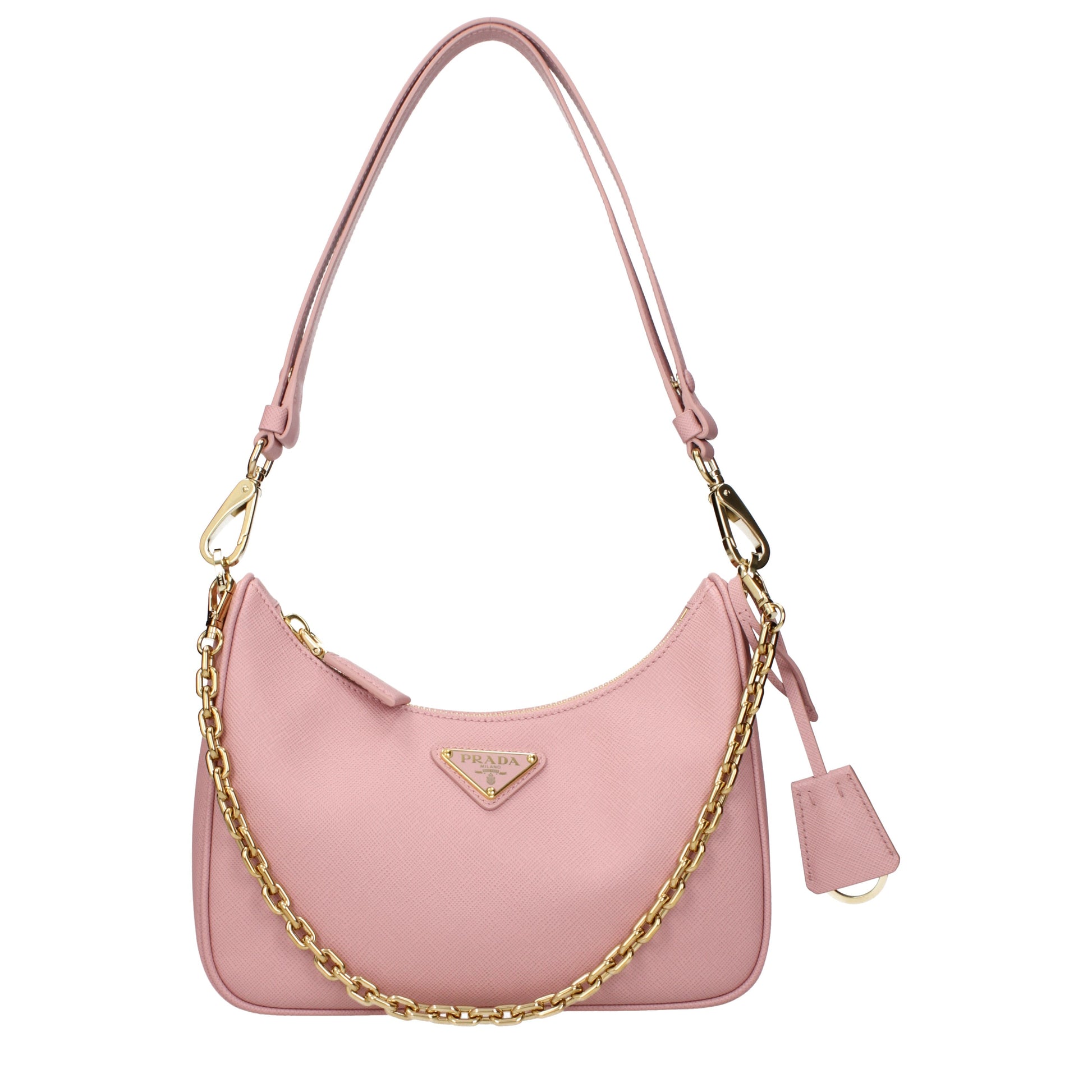 Prada Shoulder Bags Women Leather Pink/Peach
