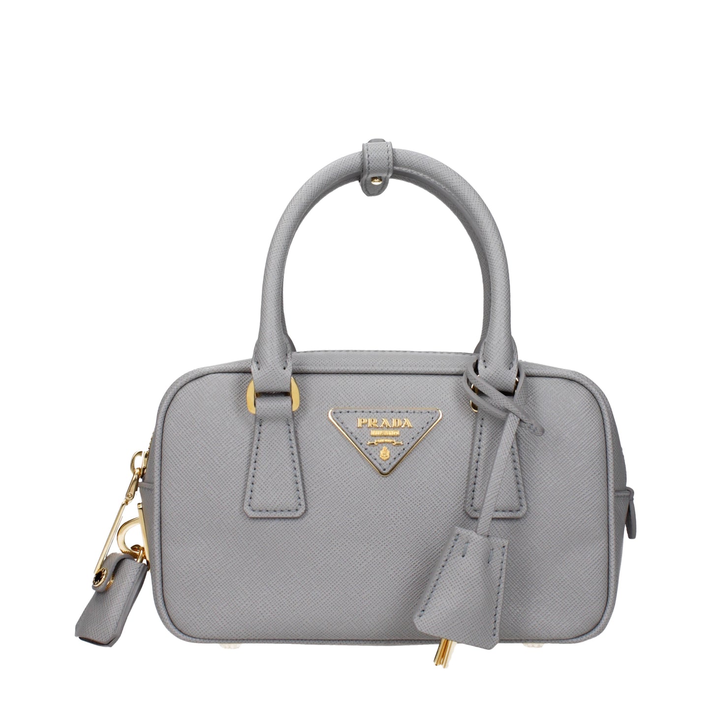 Prada Handbags Women Leather Gray/Cloud