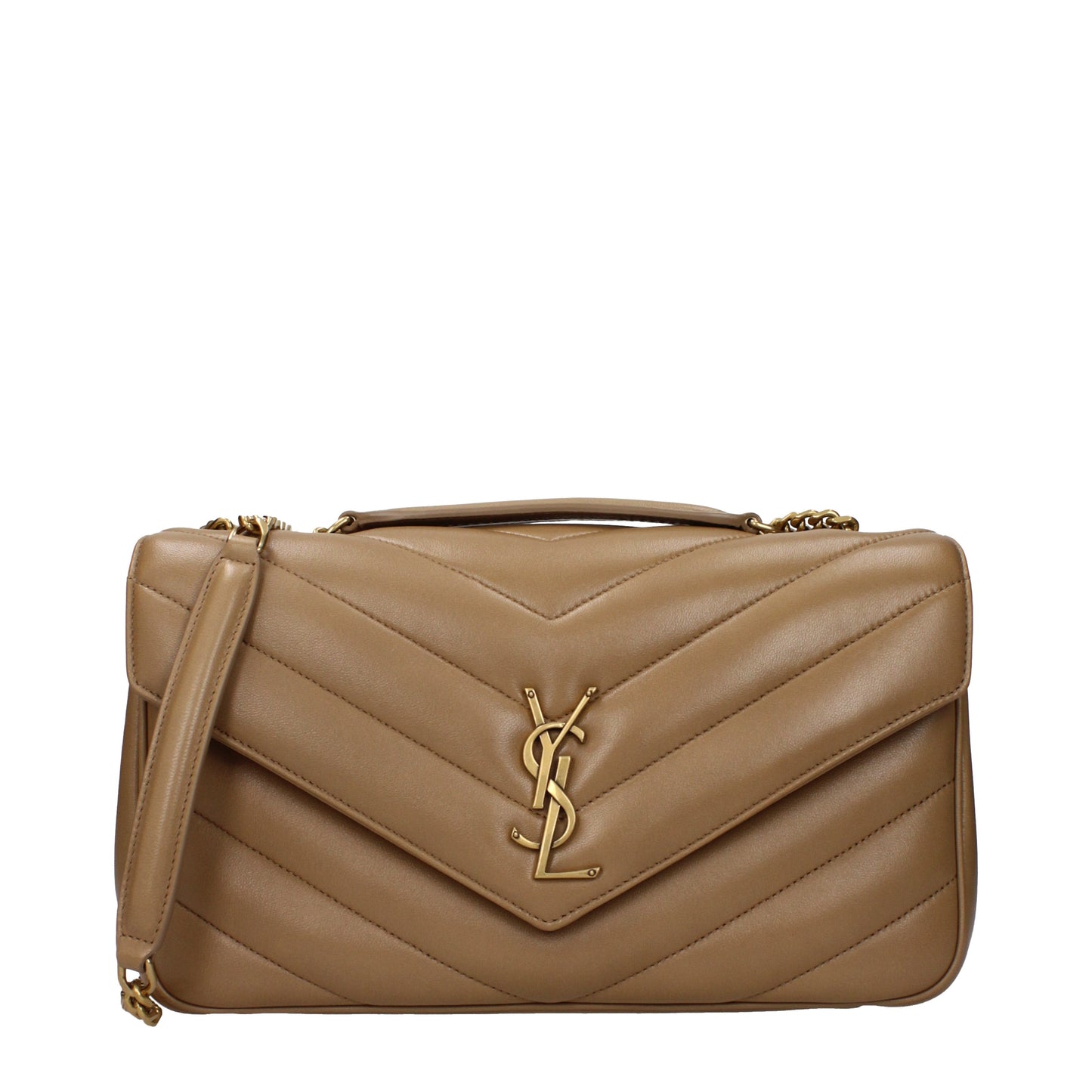 Saint Laurent Shoulder Bags Women Leather Brown/Light Tan