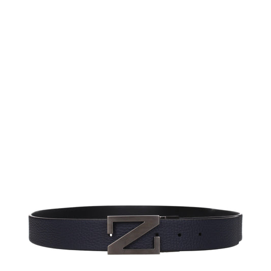 Zegna Belts Men Leather Blue/Black