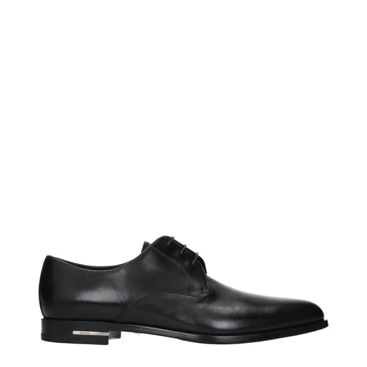 Prada Lace up and Monkstrap Men Leather Black