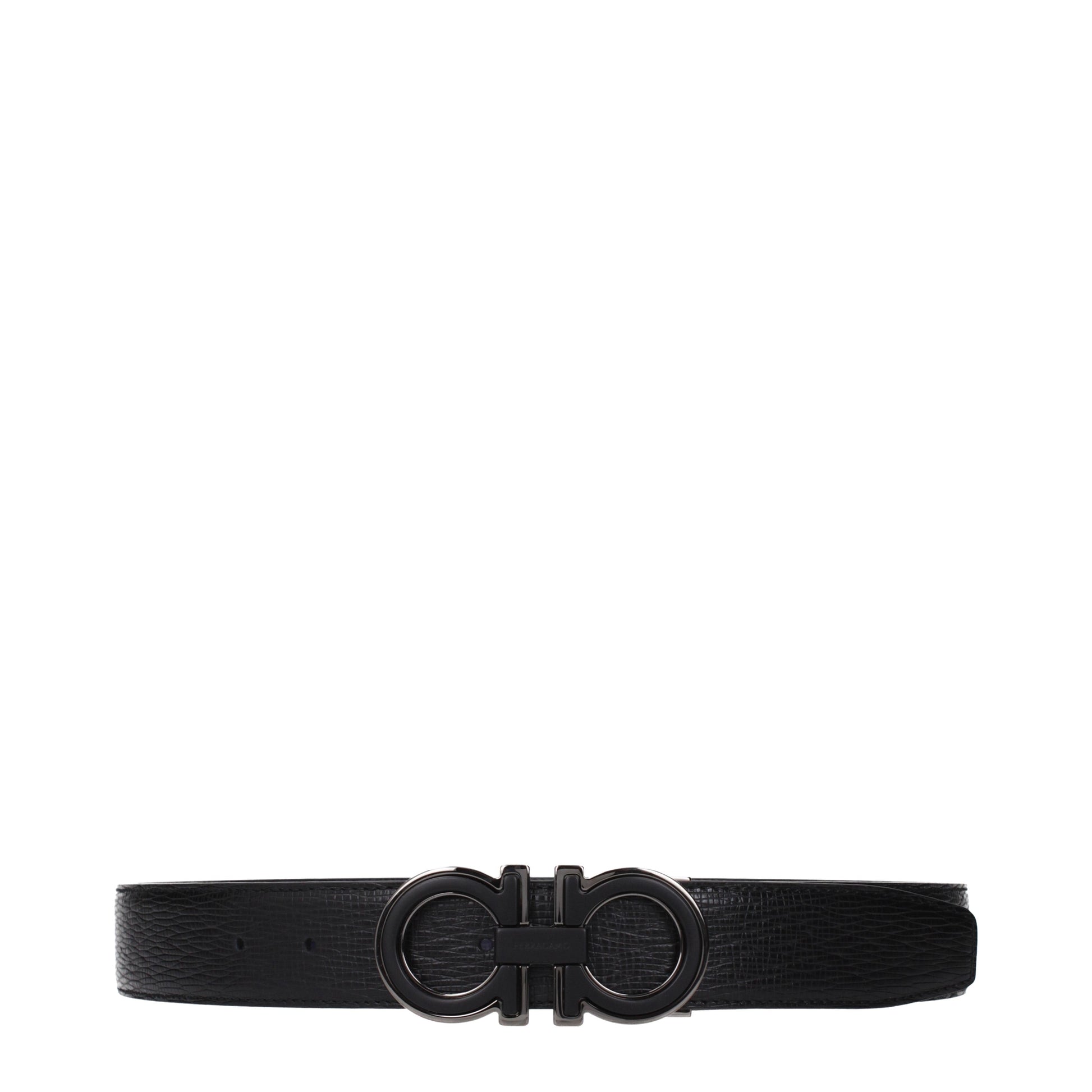 Salvatore Ferragamo Belts Men Leather Black/Midnight Blue