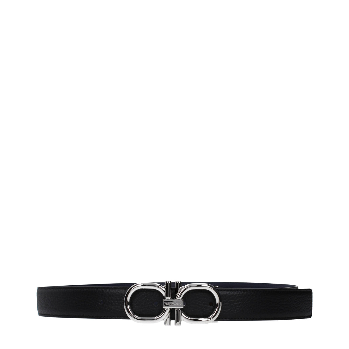 Ferragamo Belts Men Leather Black/Midnight Blue