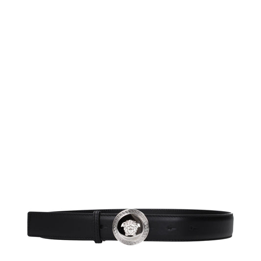 Versace Belts Women Leather Black/Silver