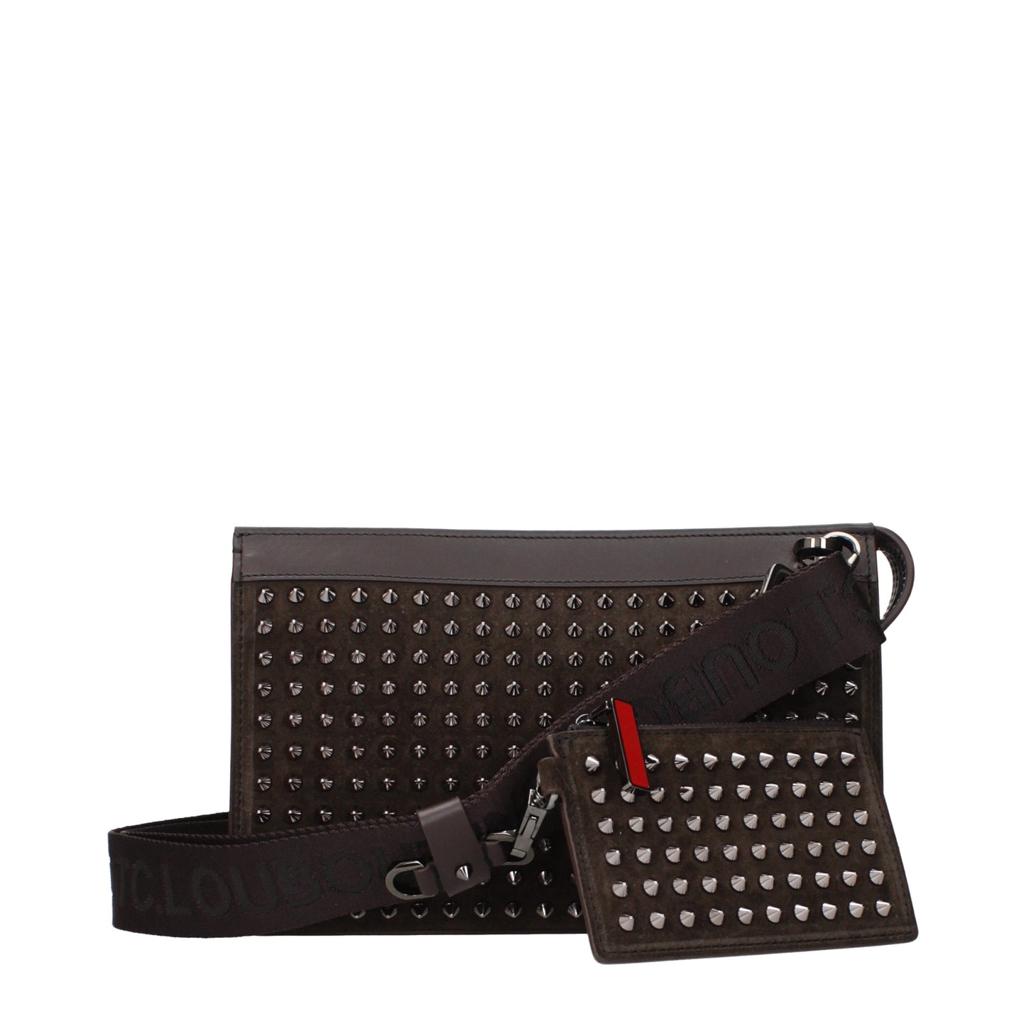 Louboutin Crossbody Bags Men Suede Brown/Coffee