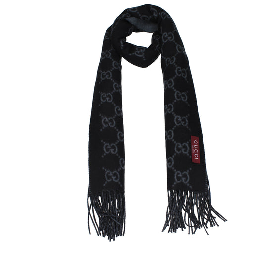 Gucci Scarves Men Cashmere Gray/Black