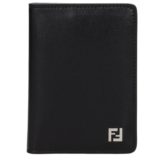 Fendi Document Holders Men Leather Black