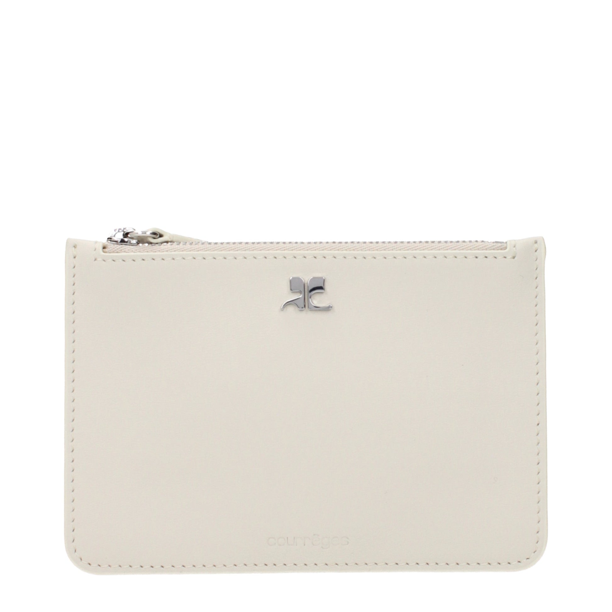 Courrèges Coin Purses Women Leather Beige/Hemp