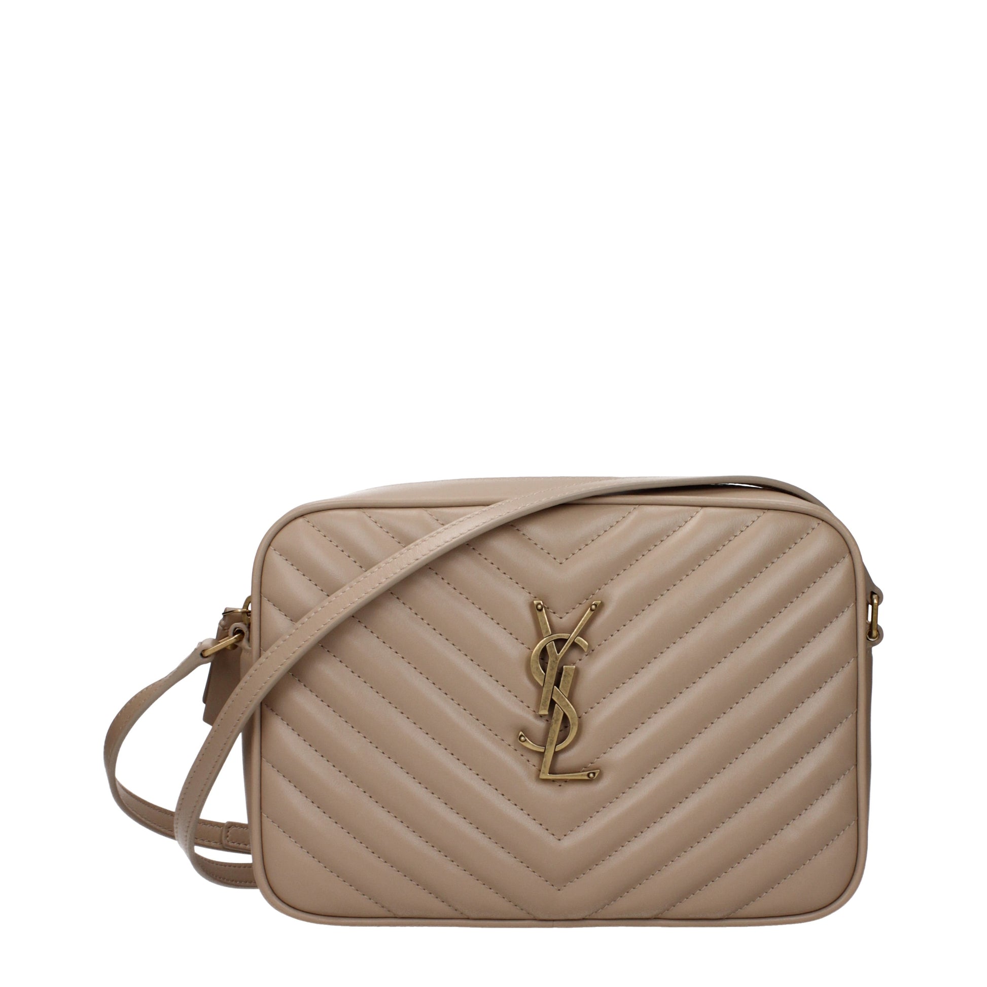 Saint Laurent Crossbody Bags Women Leather Beige/Dark Beige