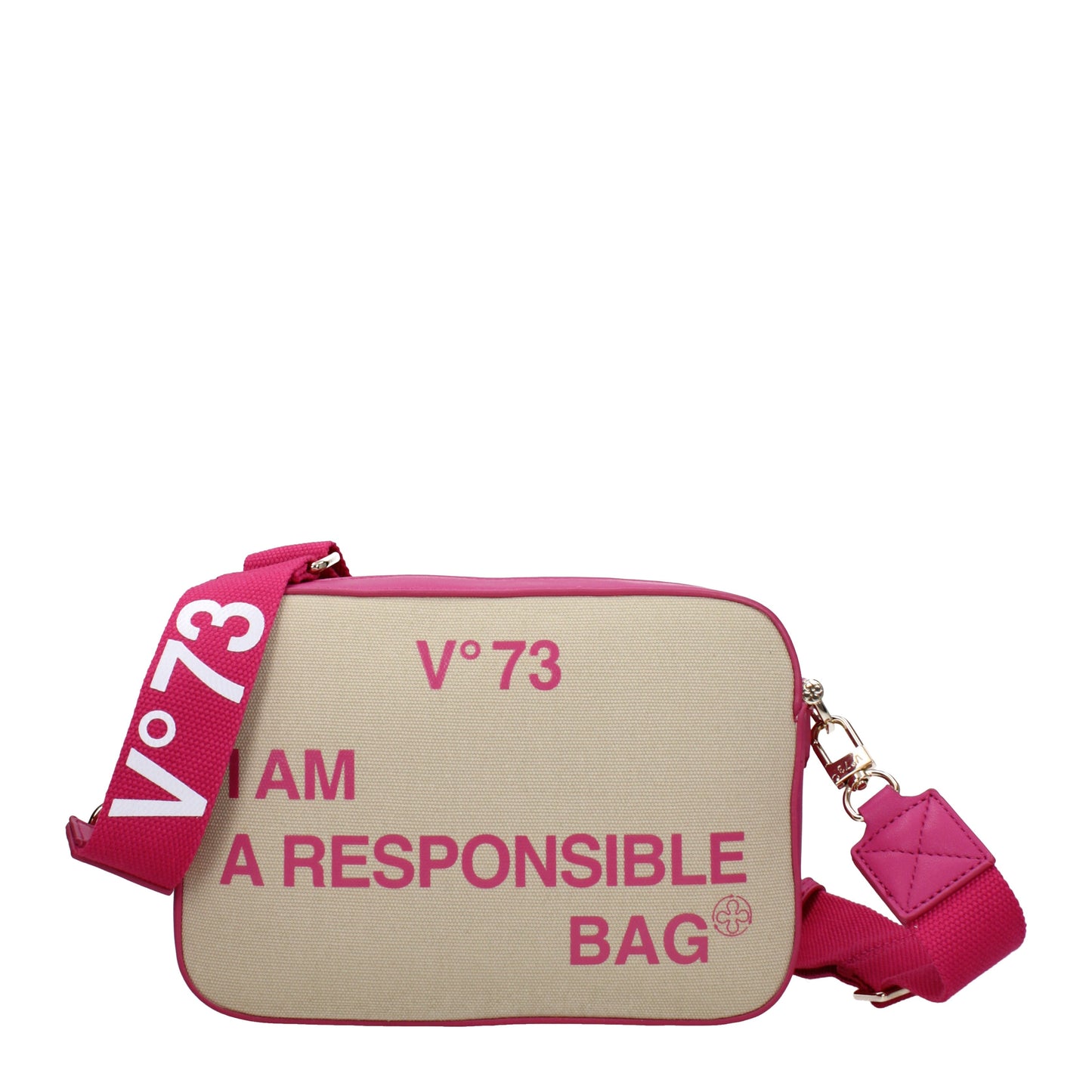 V°73 Crossbody Bags Women Polyester Beige/Fuchsia