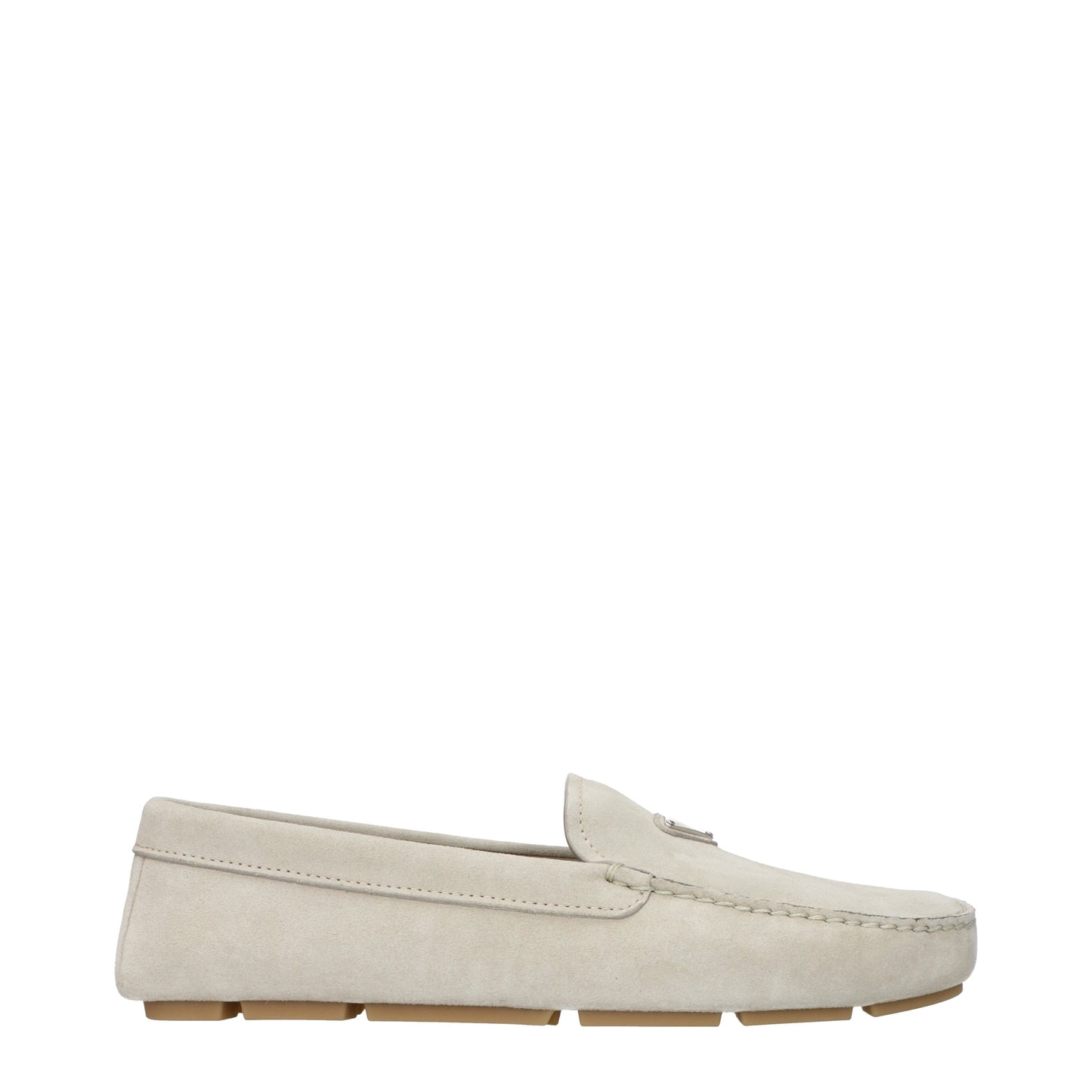 Prada Men's Loafers in Suede Beige/Pumice