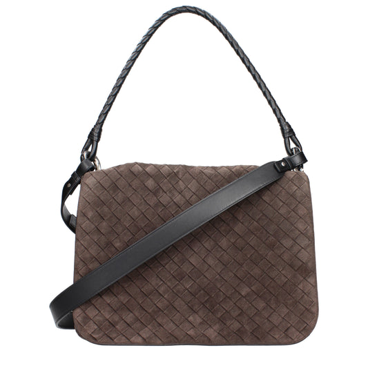 Bottega Veneta Shoulder Bags Men Suede Brown/Dark Chocolate