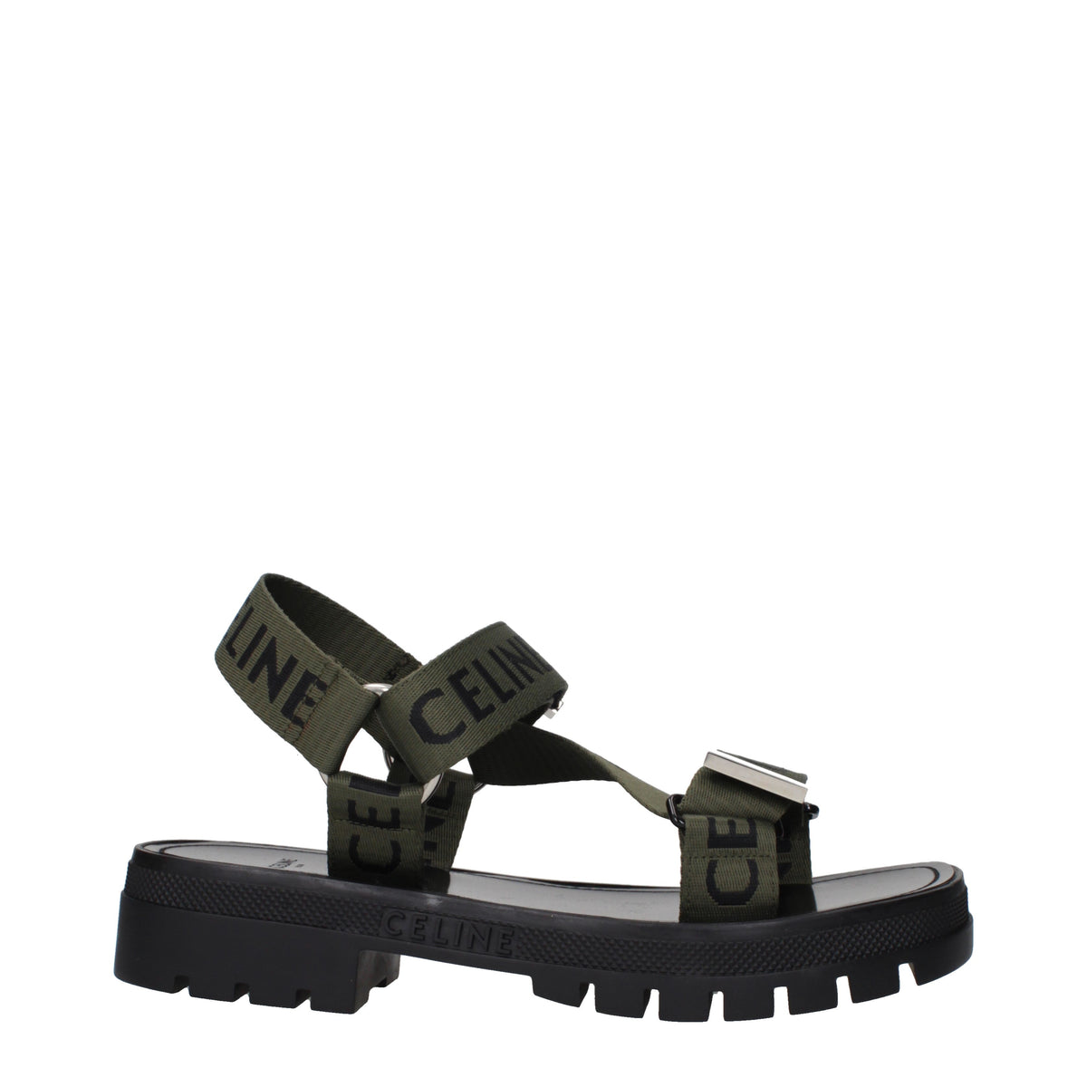 Celine Sandals Men Fabric  Green/Black