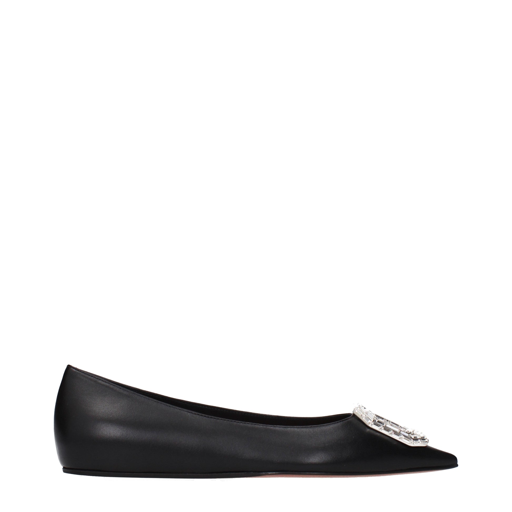 Amina Muaddi Ballet Flats Women Leather Black