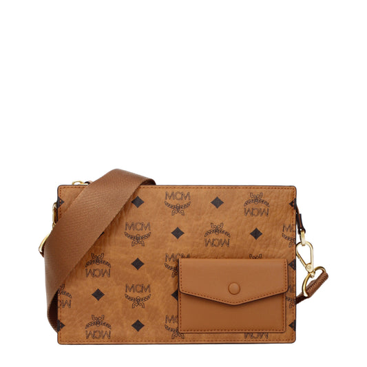 MCM Clutches Women Fabric  Brown/Cognac
