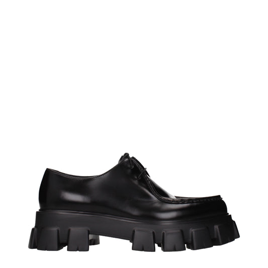 Prada Lace up and Monkstrap Men Leather Black