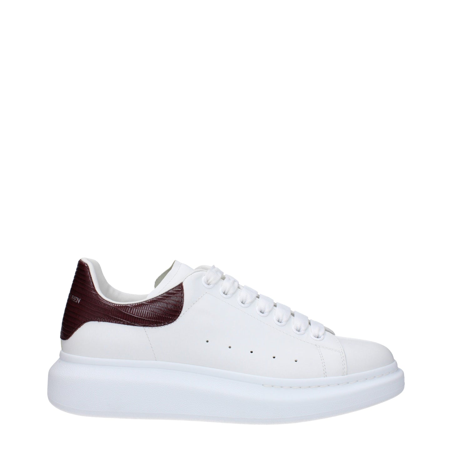 Alexander McQueen Men's Sneakers in Leather White/Burgundy