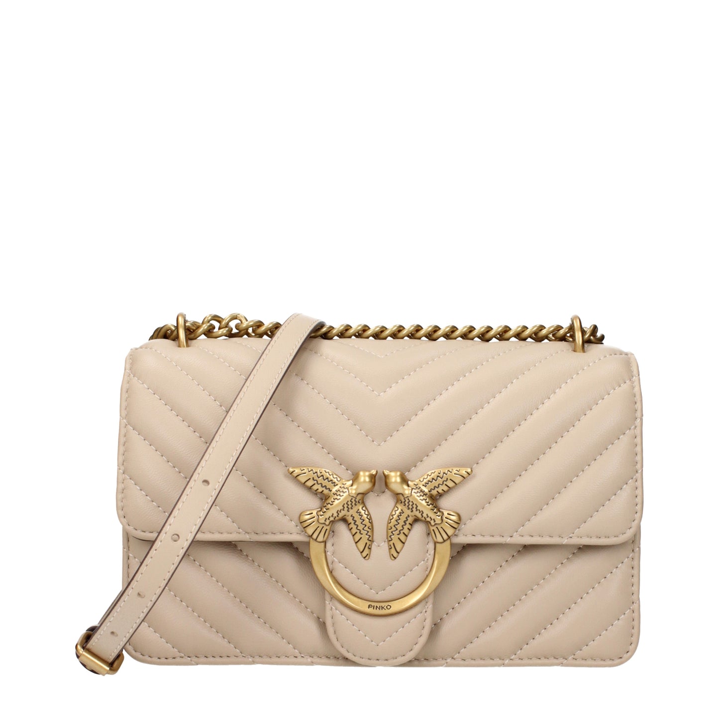 Pinko Crossbody Bags Women Leather Beige