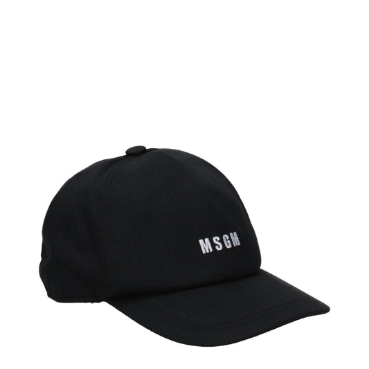 MSGM Hats Men Cotton Black