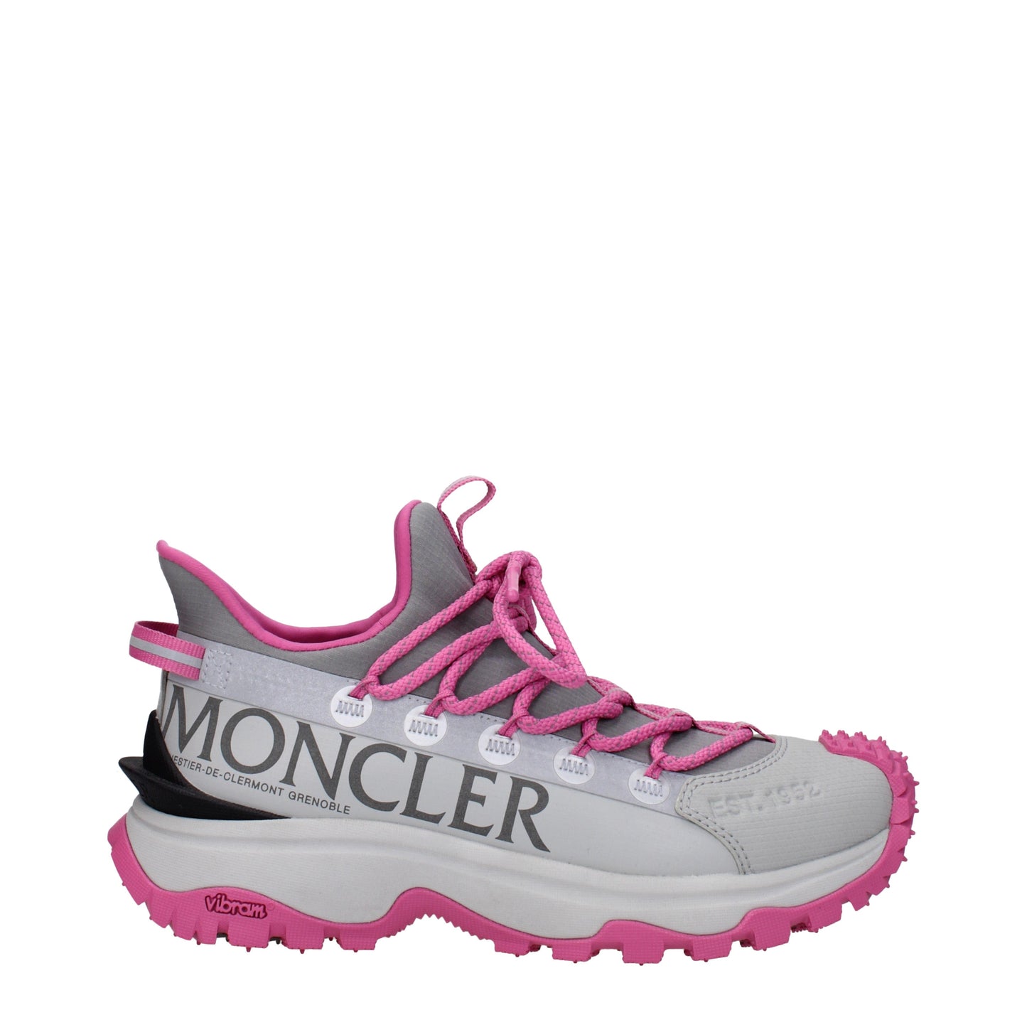 Moncler Women's Sneakers in Fabric  Gray/Pink