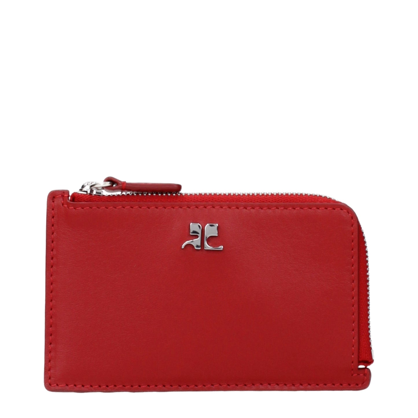 Courrèges Coin Purses Women Leather Red/Ruby