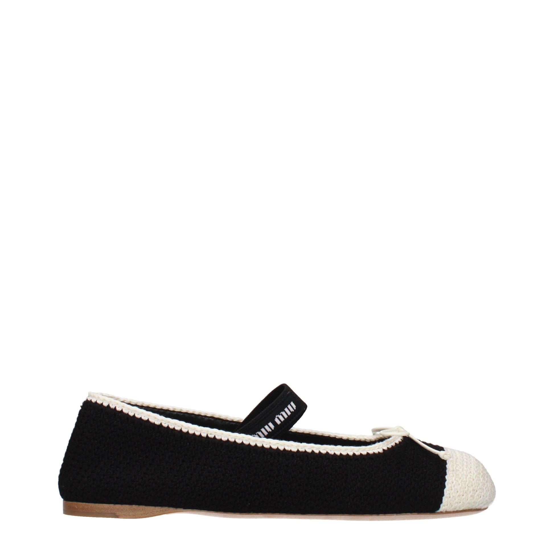 Miu Miu Ballet Flats Women Fabric  Black/Ivory