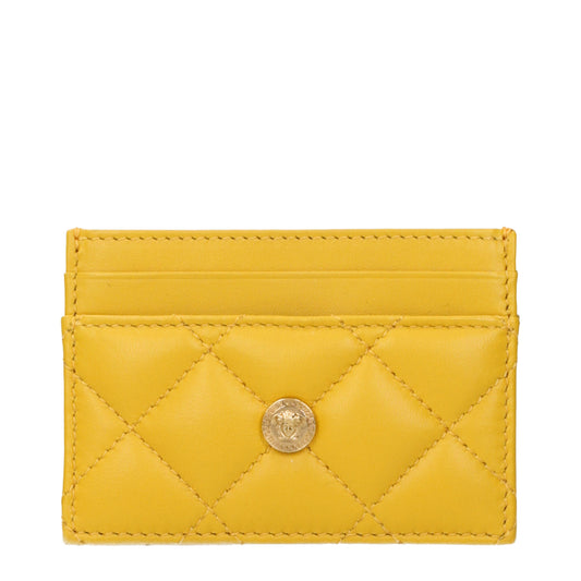 Versace Document Holders Women Leather Yellow/Mustard