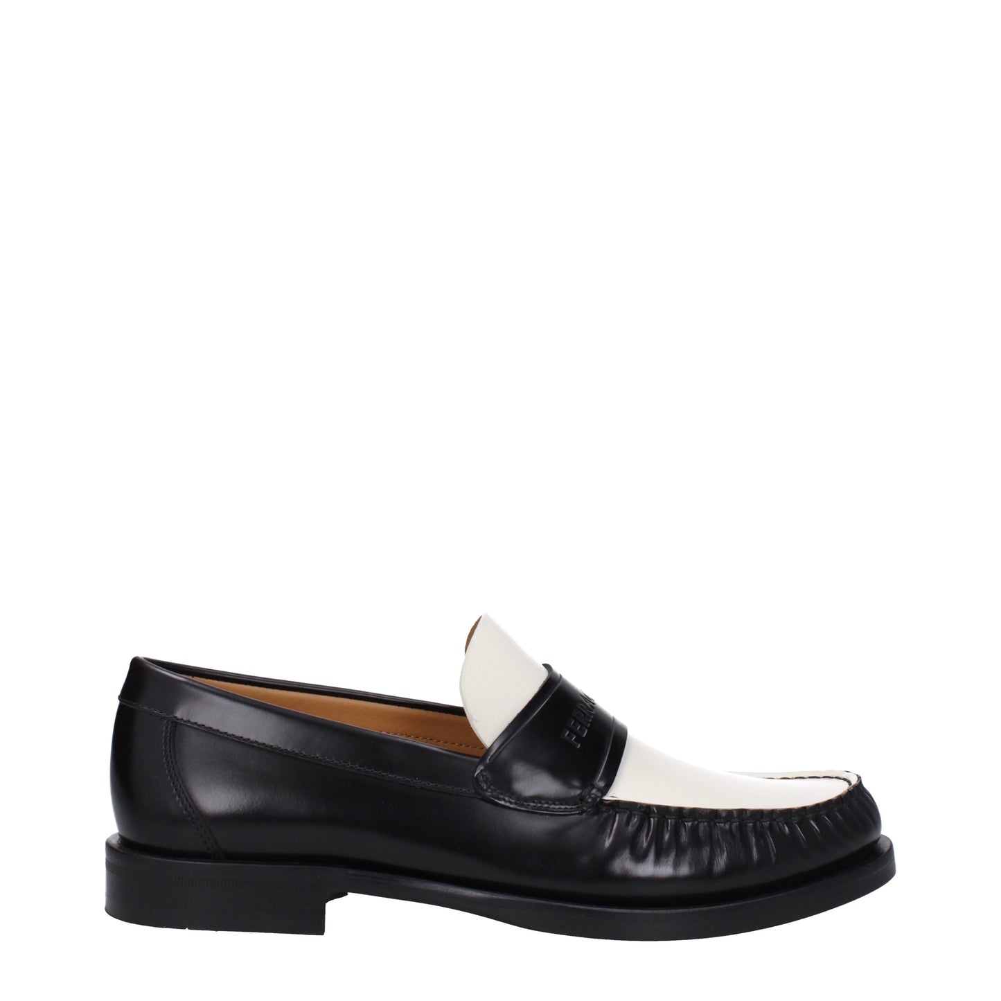 Salvatore Ferragamo Men's Loafers in Leather Black/Mascarpone