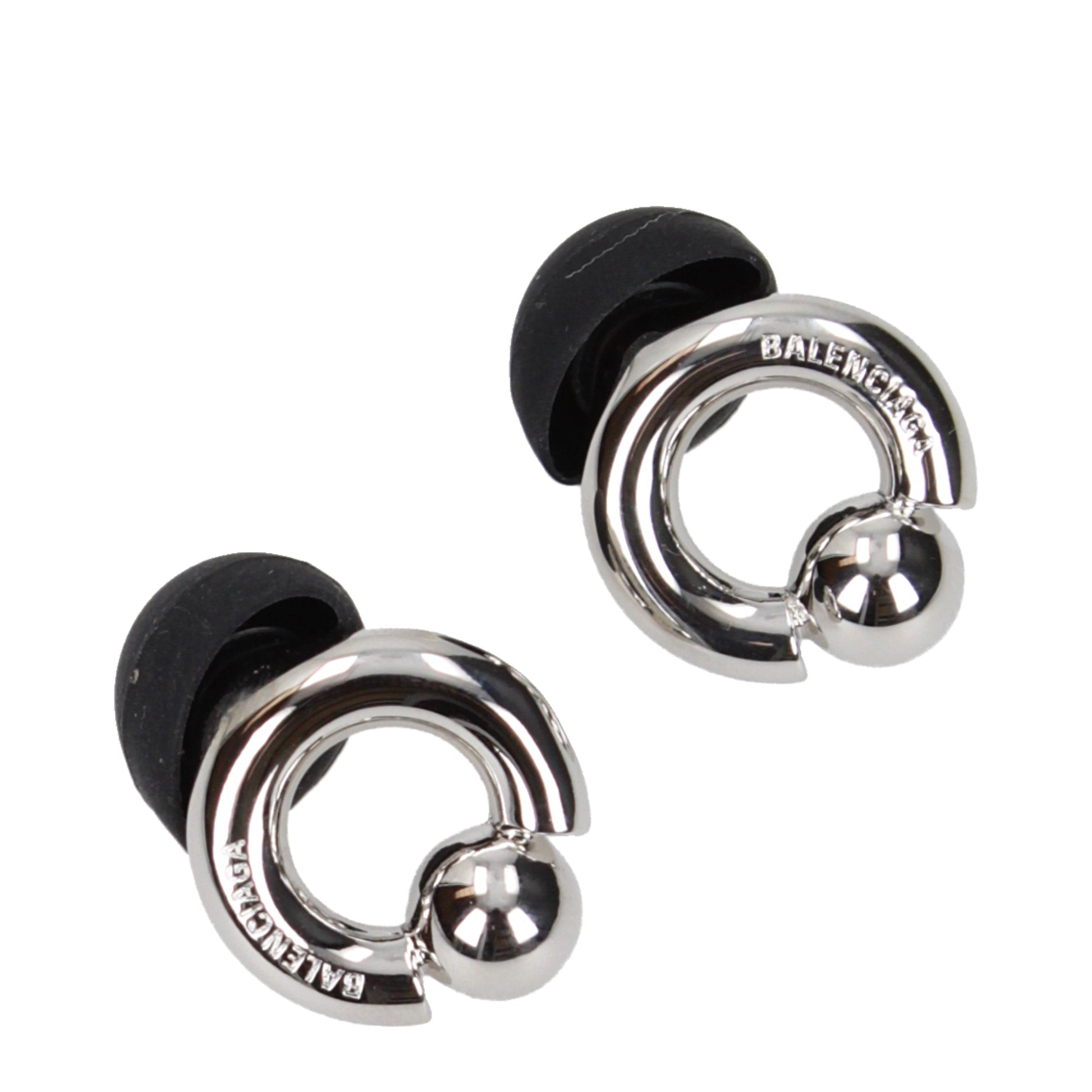 Balenciaga Earrings Men Brass Silver