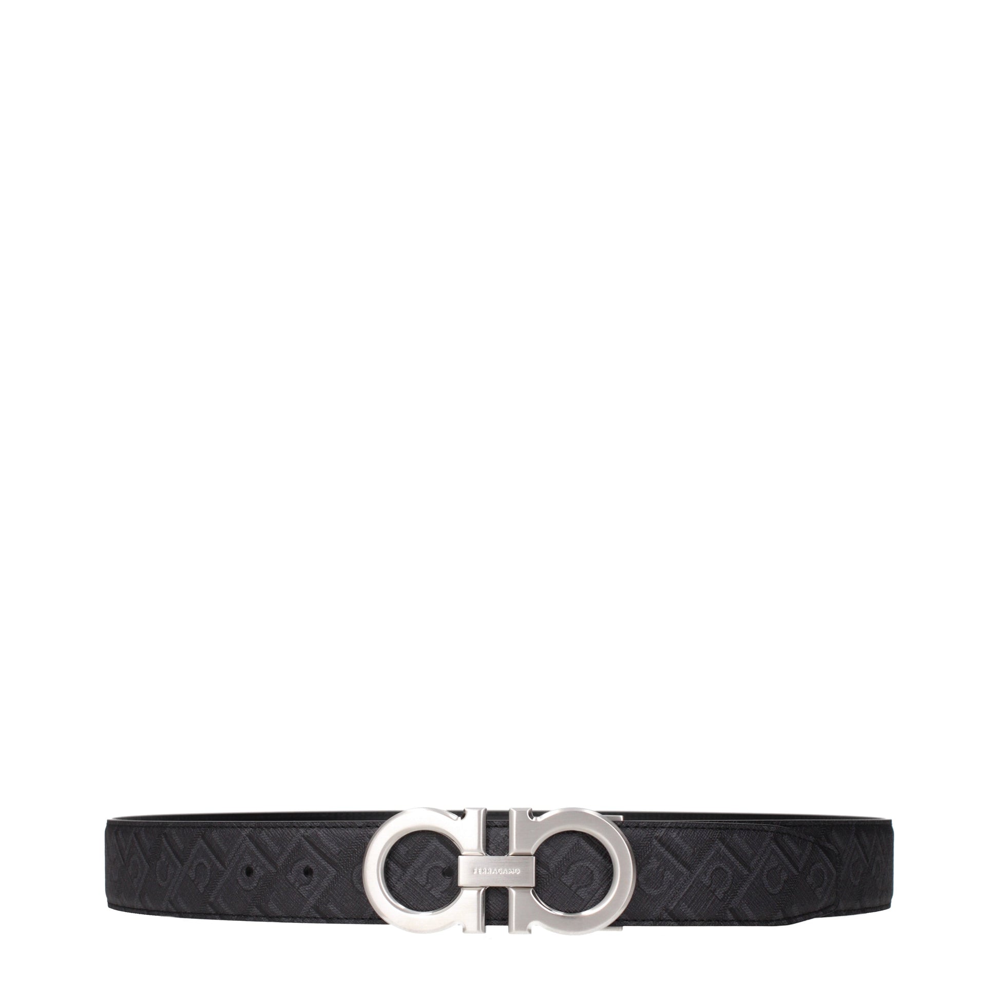 Salvatore Ferragamo Belts Men Fabric  Gray/Black
