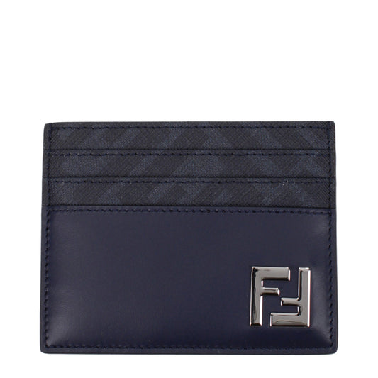Fendi Document Holders Men Leather Blue/Midnight Blue