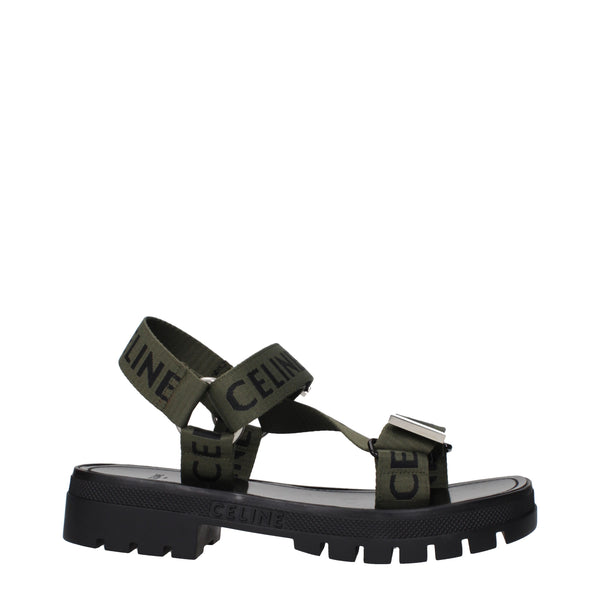 Celine Sandals Men Fabric  Green/Black