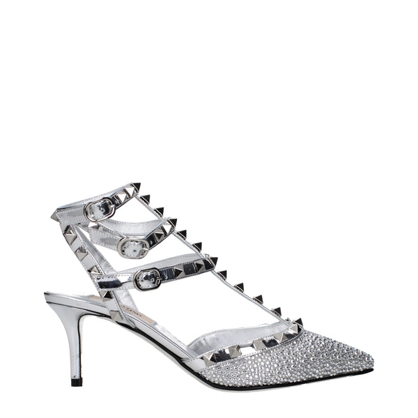 Valentino Garavani Sandals Women Patent Leather Silver