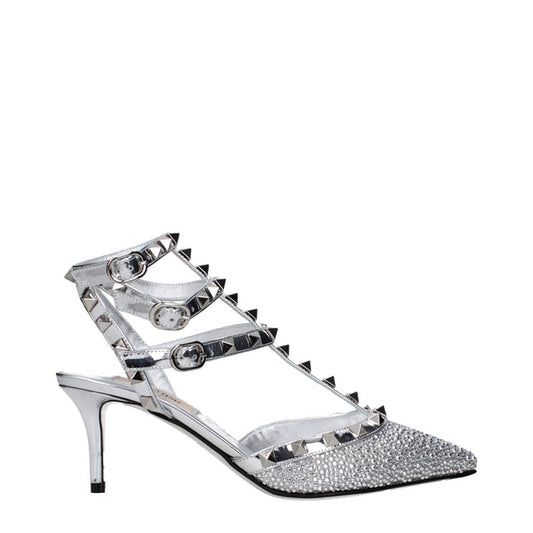 Valentino Garavani Sandals Women Patent Leather Silver