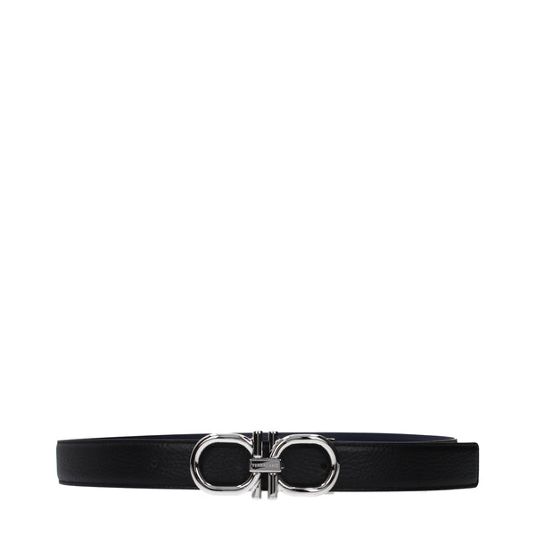 Ferragamo Belts Men Leather Black/Midnight Blue