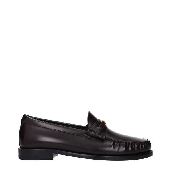 Celine Loafers Men Leather Red/Burgundy