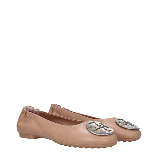 Tory Burch Women's Ballet Flats in Leather Brown/Light Sand