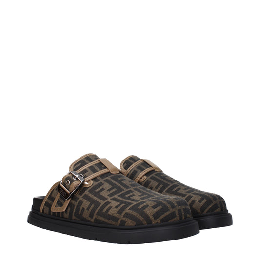 Fendi Sandals & Slippers Men Fabric  Brown/Tobacco