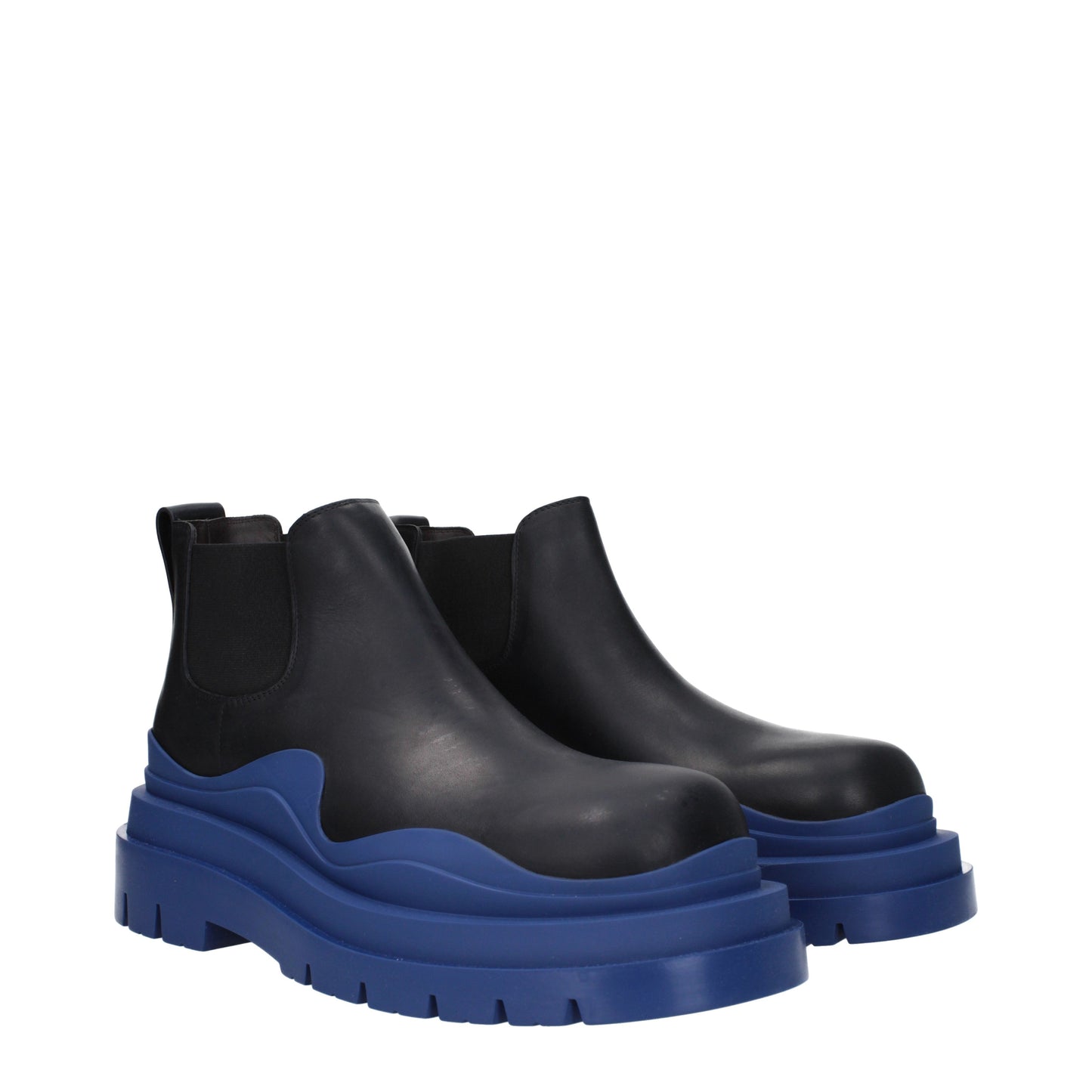 Bottega Veneta Men's Boots in Leather Black/Blue