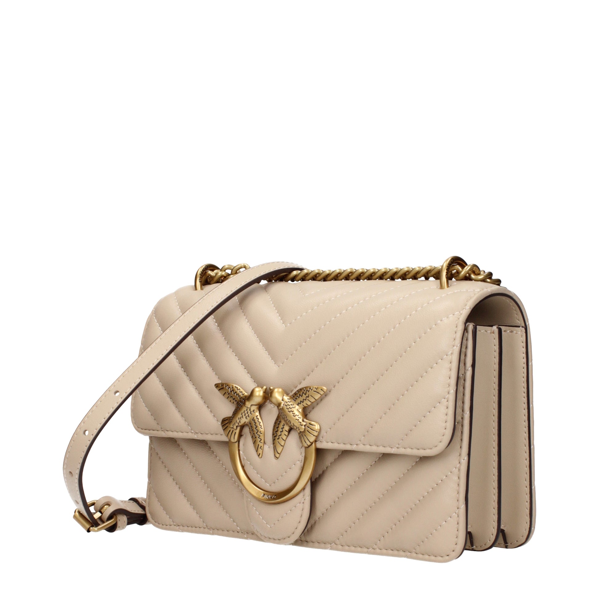 Pinko Crossbody Bags Women Leather Beige