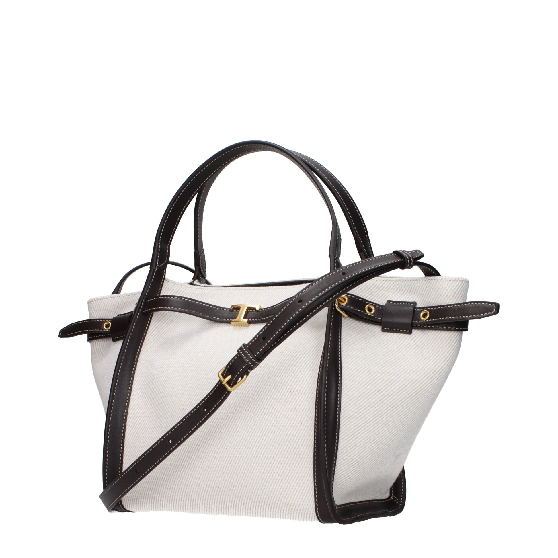 Tod's Handbags Women Fabric  White/Dark Brown
