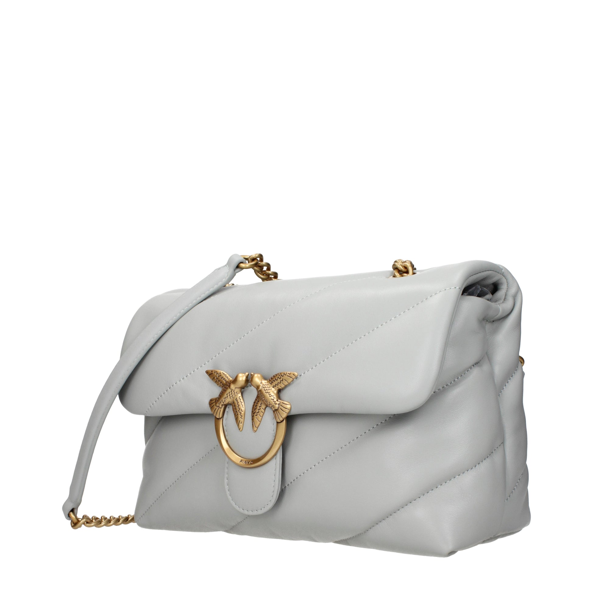Pinko Crossbody Bags Women Leather Gray/Pearl Grey