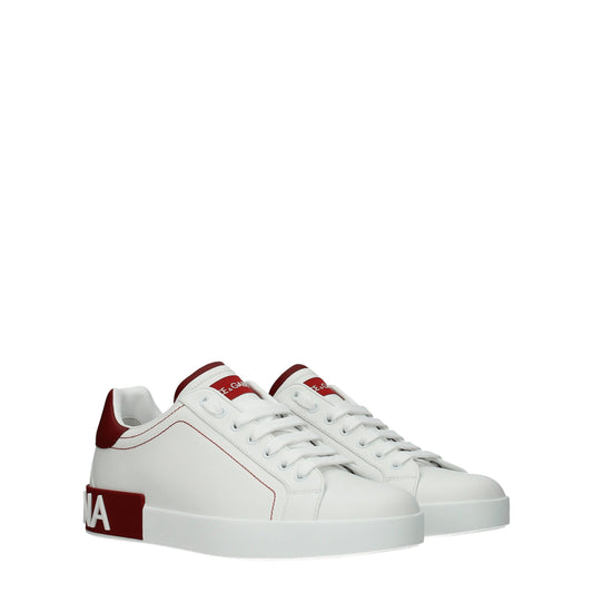 Dolce&Gabbana Men's Sneakers in Leather White/Red